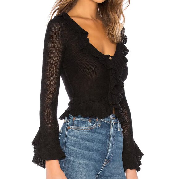 LPA Black Ruffle Cardigan - Picture 2 of 6